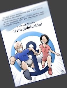 Tu Vida en Cómic - Ilustración Caricatura personalizada - Regalo de jubilación