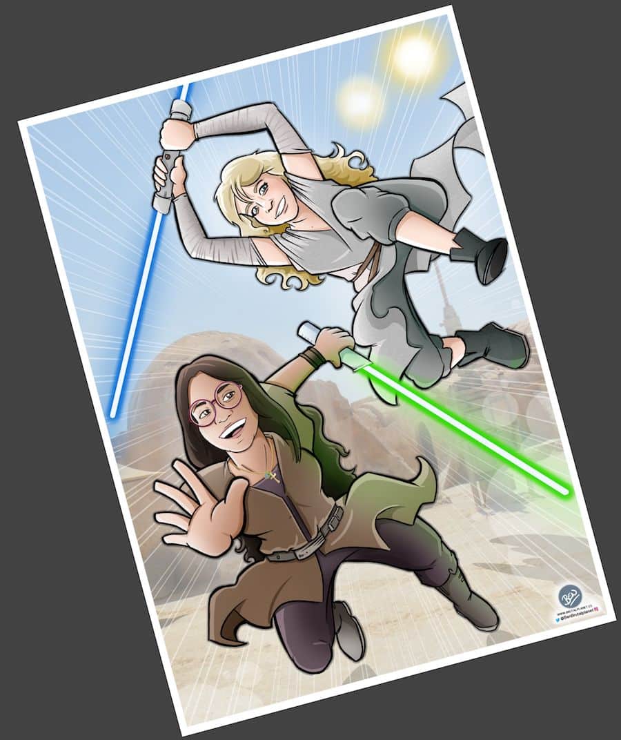 Ilustración Caricatura personalizada - Jedis en Vigo 4