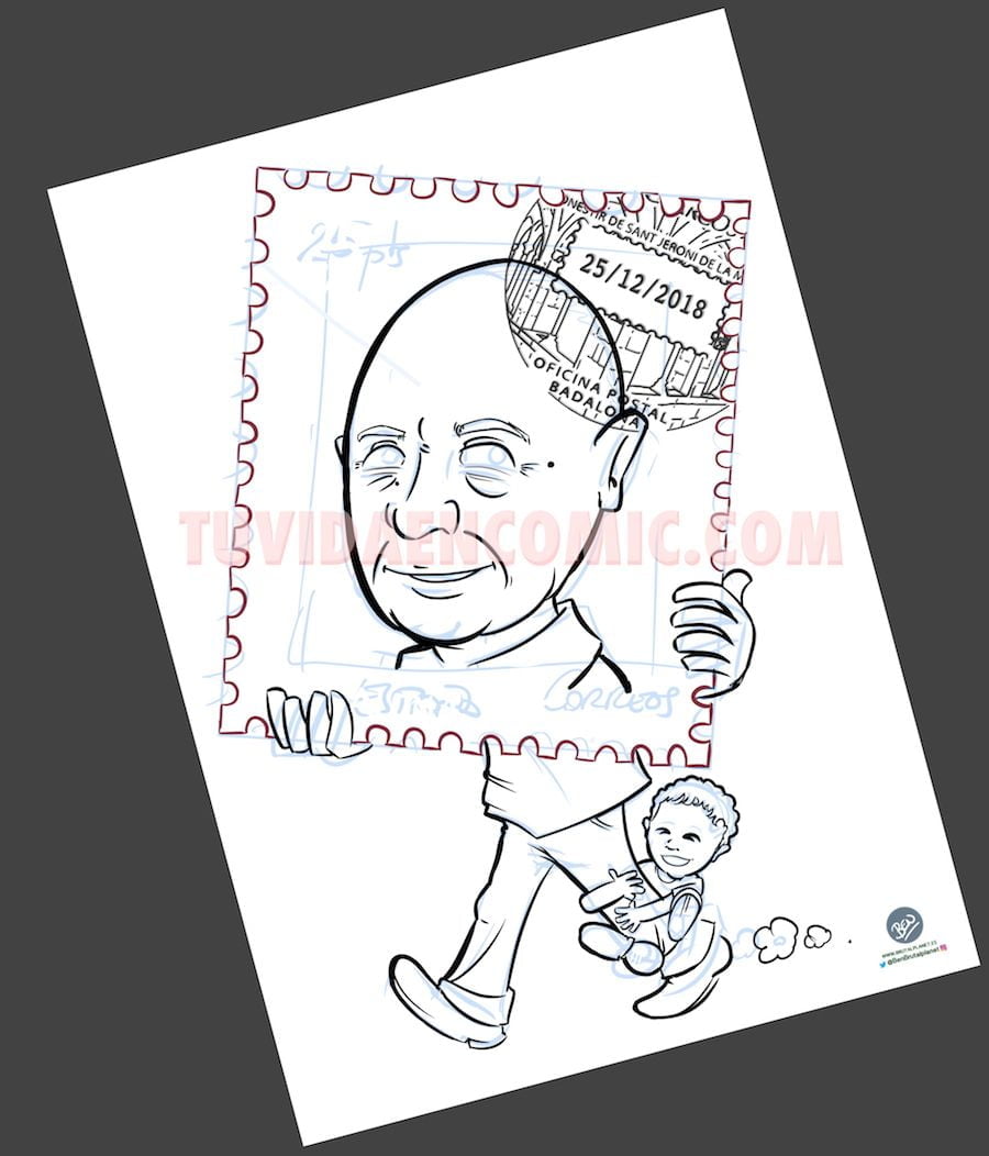 Caricatura Personalizada - sello personalizado - Regalo de Jubilación Correos - tuvidaencomic.com - BEN - 2