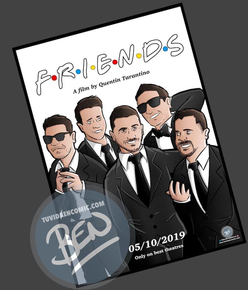 Ilustración grupal personalizada - Amigos a lo Tarantino - Caricatura de grupo Personalizada - www.tuvidaencomic.com - BEN - 3