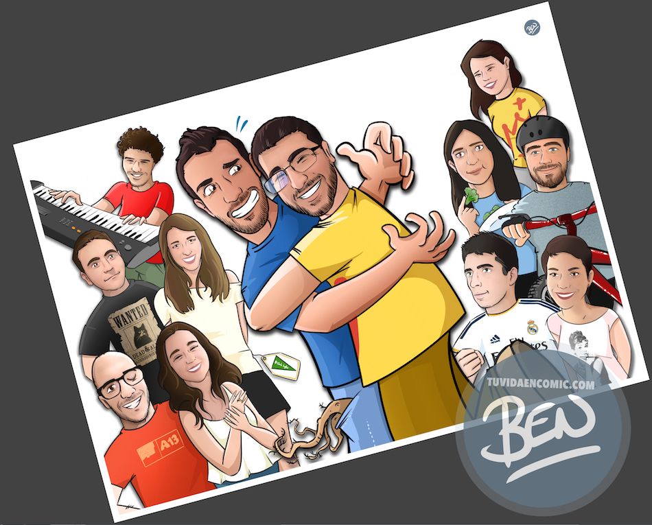 Todos tus amigos en una Caricatura grupal - www.tuvidaencomic.com - BEN - Carcatura personalizada - 3