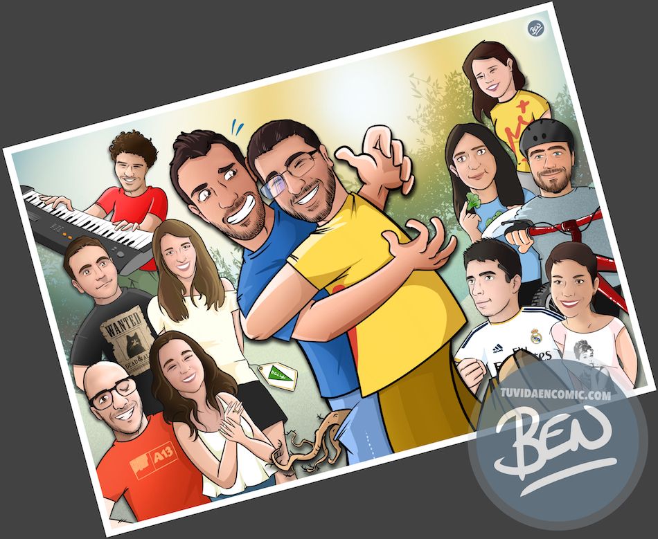 Todos tus amigos en una Caricatura grupal - www.tuvidaencomic.com - BEN - Carcatura personalizada - 4
