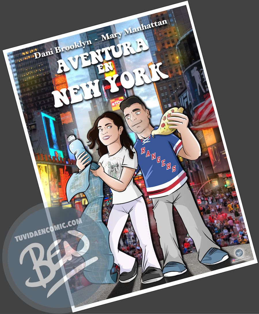 Ilustración - Aventura en Nueva York - caricatura personalizada - www.tuvidaencomic.com - Tu Vida en Cómic - BEN - Regalo original - 5