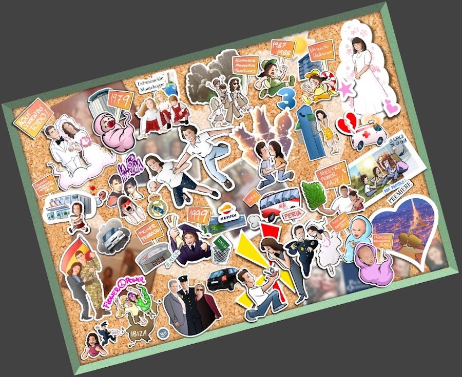Ilustración - Regalo de cumpleaños original - -Una-vida-en-35-pegatinas-Stickers-personalizados-www.tuvidaencomic.com-BEN-Tu-Vida-en-Cómic-Caricatura-personalizada-sticker-0