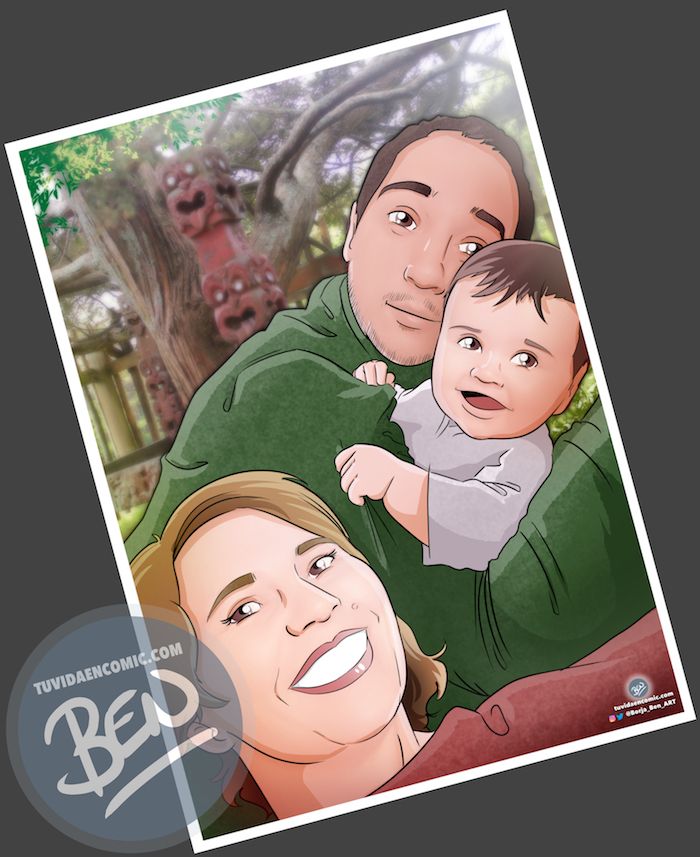 Composición de ilustraciones “Escenas de familia” – Regalo de cumpleaños personalizado – regalo del día del Padre personalizado - www.tuvidaencomic.com - Tu Vida en Cómic - 2