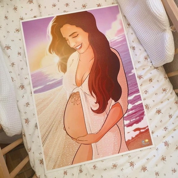 Ilustración personalizada - Ilustración de embarazo - embarazo ilustrado - regalo para embarazada - www.tuvidaencomic.com - Testimonio 3